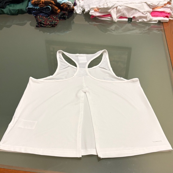 Adidas White Racerback Tank with Black Logo - Picture 4 of 6
